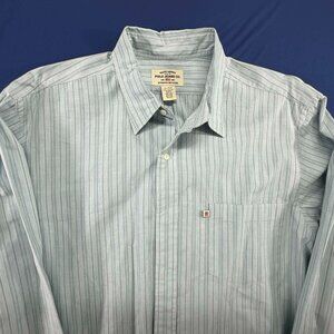 Vintage Ralph Lauren Polo Jeans Men Dress Shirt Striped Green Size XL